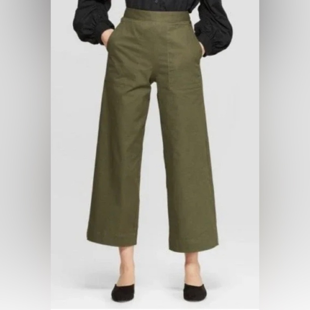 (NWT) Prologue Olive Green Wide Leg High Rise Trouser Pant, Size 16